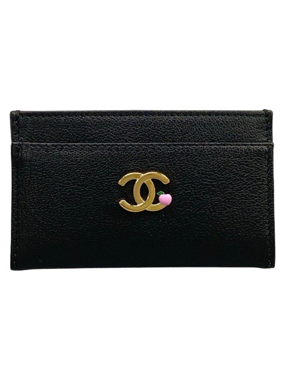 Chanel Card Case Black Gold Apple Metier Dar Collection